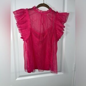 Flying Tomato Layered Mesh Babydoll Ruffle Statement Tulle Sleeves Size Small
